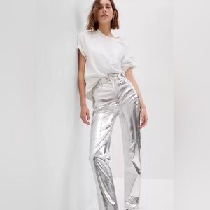 GAP Women's cheeky straight high rise Silver Pants 10p